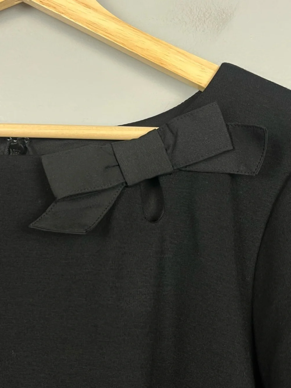 NWT Talbots black modest bow detail sheath style dress, size 14P.
